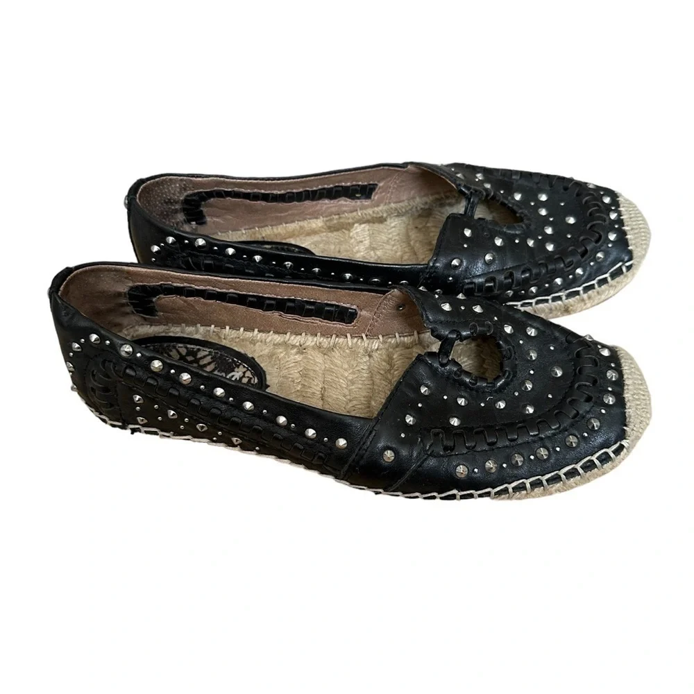 Sam Edelman Black leather espadrilles with stud detail size 8.5 goth whimsigoth